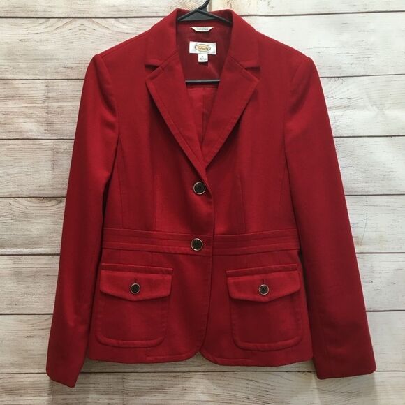 TALBOTS WOOL BLAZER IN RED. MADE IN ITALY - Picture 1 of 7